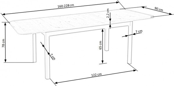Halmar Rozkladací jedálenský stôl FLORIAN 160(228)x90 dub artisan/čierny