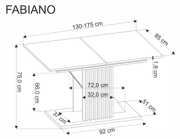 Halmar Rozkladací jedálenský stôl FABIANO 130(175)x85 dub wotan/čierny