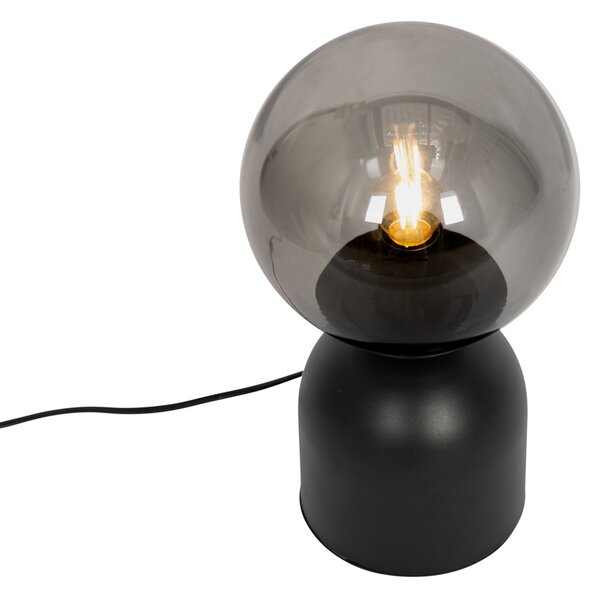 Stolná lampa Hotel Chic čierna s dymovým sklom - Pallon Trend
