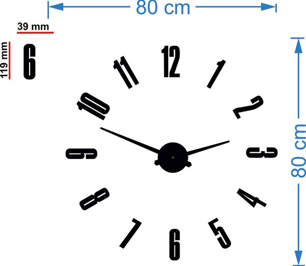Nástenné hodiny zrkadlo HOPARTI 3D DIY Hodiny ako obraz Moderné nalepovacie nástenné hodiny | 3D hodiny 12SZ041 HEU+