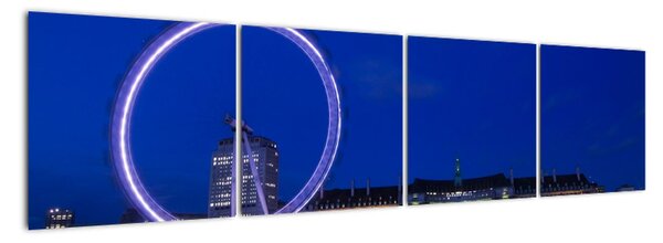 Nočné Londýnske oko - obrazy (Obraz 160x40cm)