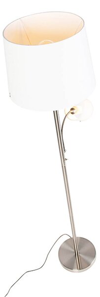 Inteligentná stojaca lampa oceľ s bielym tienidlom vrátane Wifi A60 a E14 - Retro