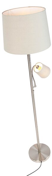 Inteligentná stojaca lampa oceľ s sivým tienidlom vrátane Wifi A60 a E14 - Retro