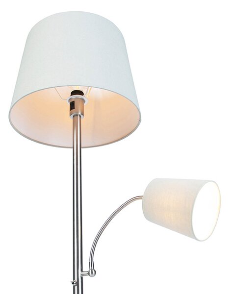 Inteligentná stojaca lampa oceľ s sivým tienidlom vrátane Wifi A60 a E14 - Retro