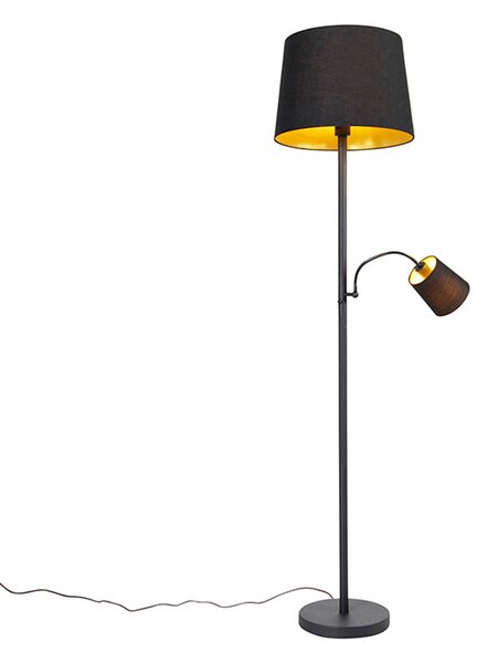Inteligentná stojaca lampa čierna so zlatom vrátane Wifi A60 a E14 - Retro