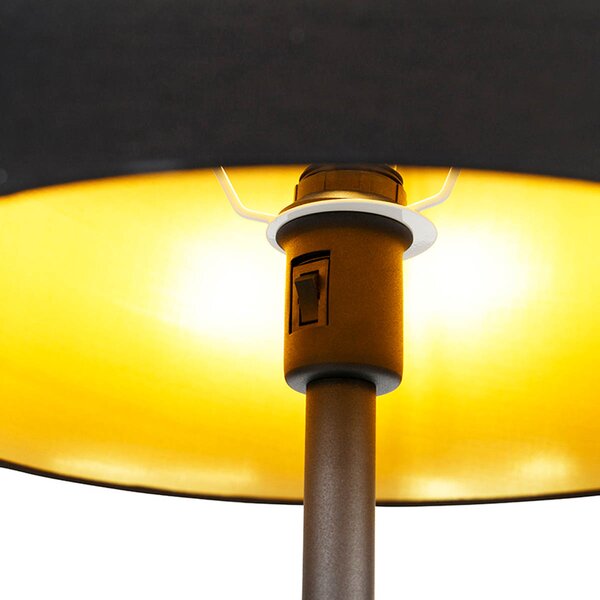 Inteligentná stojaca lampa čierna so zlatom vrátane Wifi A60 a E14 - Retro