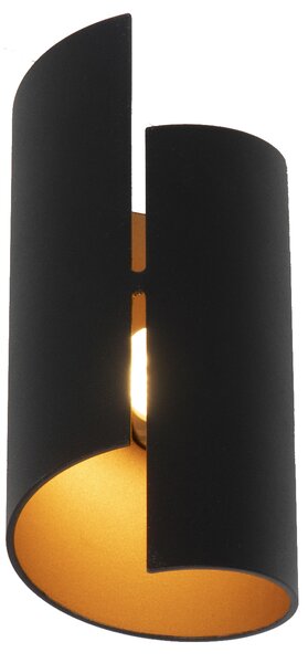 Chytrá nástenná lampa čierna so zlatým vnútorným priestorom vrátane Wifi G9 - Faldo