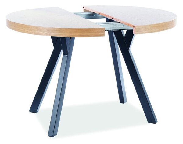 Rozkladací okrúhly jedálenský stôl DOMINGO 100(250)x100x76 dyha dub/čierny