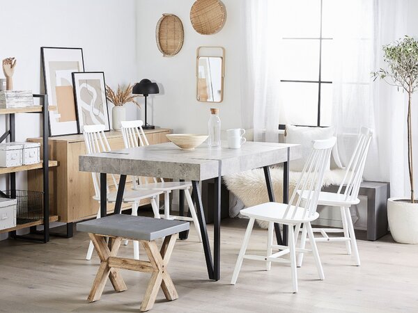 Jedálenský stôl imitácia betónu MDF doska čierne kovové nohy 150 x 90 cm obdĺžnikový moderný industriálny štýl