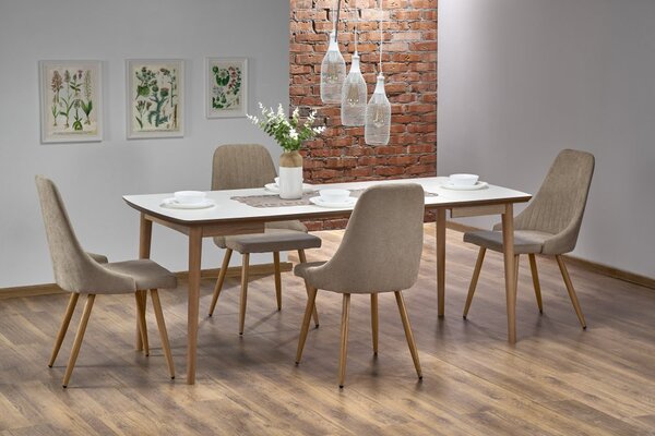 Halmar Rozkladací jedálenský stôl BARRET 90(190)x80 biely mat/dub lefkas