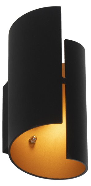 Chytrá nástenná lampa čierna so zlatým vnútorným priestorom vrátane Wifi G9 - Faldo