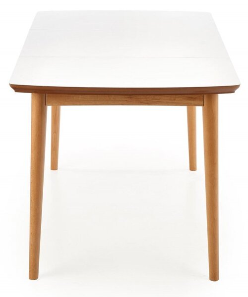 Halmar Rozkladací jedálenský stôl BARRET 90(190)x80 biely mat/dub lefkas
