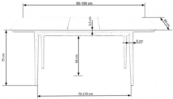 Halmar Rozkladací jedálenský stôl BARRET 90(190)x80 biely mat/dub lefkas