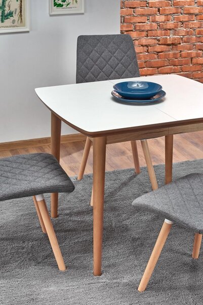 Halmar Rozkladací jedálenský stôl BARRET 90(190)x80 biely mat/dub lefkas