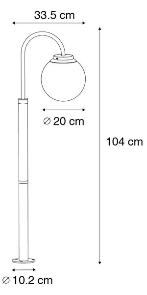 Moderný lampáš čierny s plastom 104 cm IP44 - Sfera