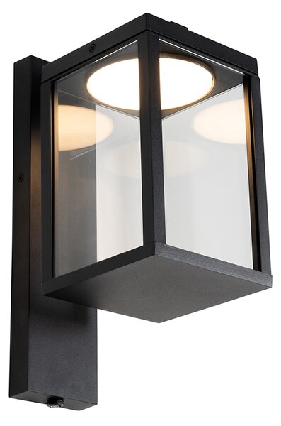 Vonkajšia nástenná lampa čierna vrátane LED a senzoru súmraku - Ferdinand