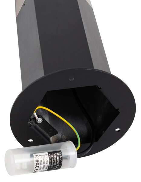 Vonkajšia stojaca lampa čierna s dymovým tienidlom šesťuholníkovým 30 cm - Denmark