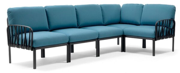 KOMODO 5 modulárna sedačka - antracitový rám/ modrý poťah