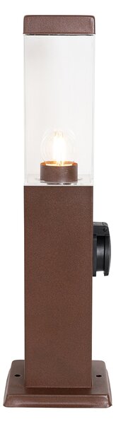Vonkajšia lampa hrdzavohnedá 45 cm so zásuvkou IP44 - Malios