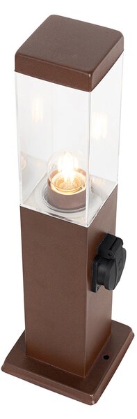 Vonkajšia lampa hrdzavohnedá 45 cm so zásuvkou IP44 - Malios