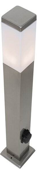 Vonkajšia lampa oceľ 80 cm so zásuvkou IP44 - Malios