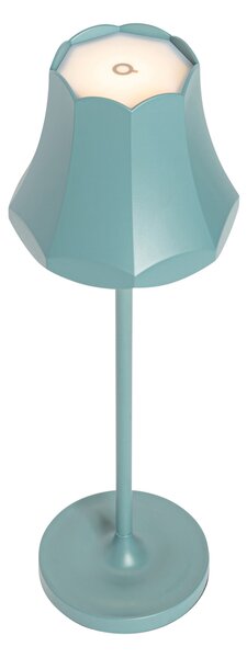 Retro stolná lampa minerálna modrá nabíjateľná IP44 - Granny