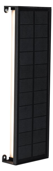 Vonkajšie nástenné svietidlo čierne 30 cm vrátane LED 4-stupňové stmievateľné so solárnym panelom - Serena