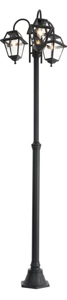 Klasická vonkajšia lampa čierna 235 cm 3-svetlo IP44 - Berta