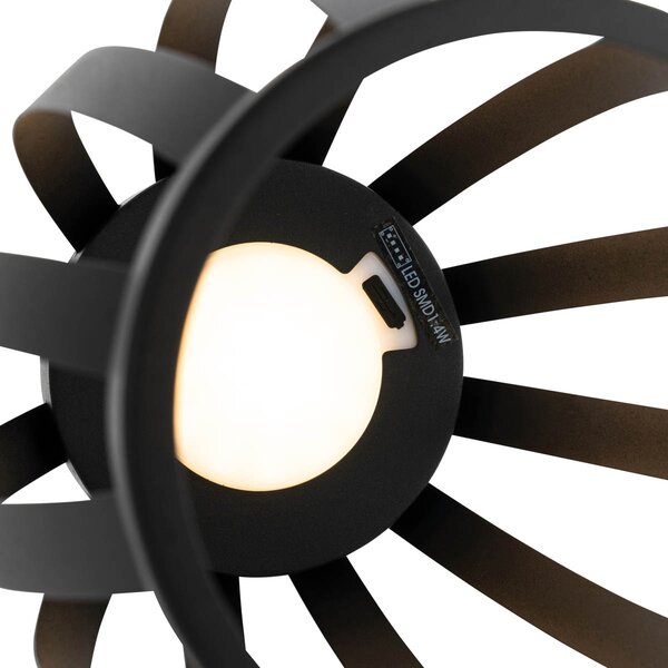 Vonkajšia stolná lampa čierna 3-stupňový stmievač solárny a nabíjateľný - Sheldon