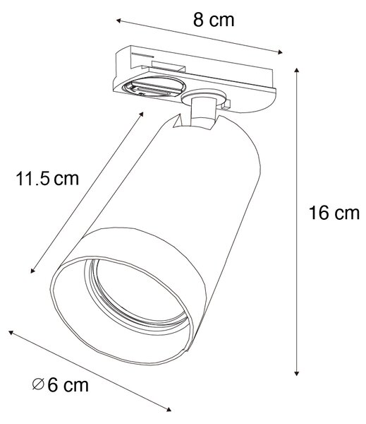 Moderný reflektor s bielym krúžkom pre 1-fázový koľajnicový systém GU10 50 mm - Iconic Jeana