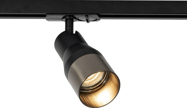 Moderný bodový reflektor čierny s gunmetalom pre 1-fázový koľajnicový systém GU10 50mm - Iconic Kohua