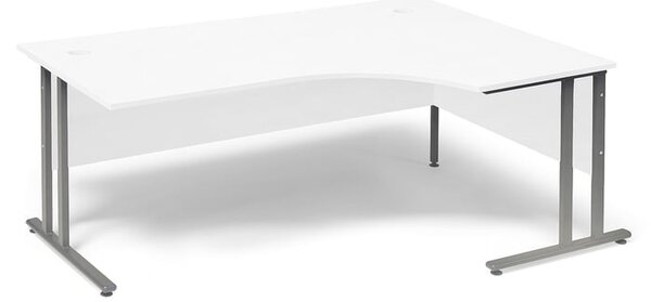 Kancelársky pracovný stôl FLEXUS, pravý rohový, 1800x1200 mm, biely