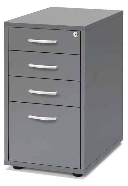 Kancelársky kontajner FLEXUS, 4 zásuvky, 720x400x600 mm, šedý