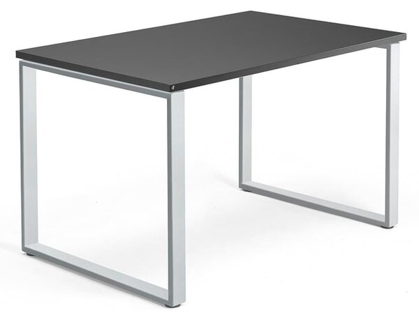 Kancelársky pracovný stôl QBUS, O-rám, 1200x800 mm, čierna/strieborná