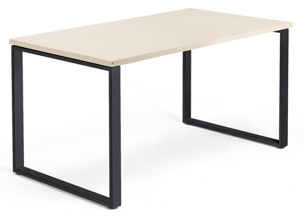 Kancelársky pracovný stôl QBUS, O-rám, 1400x800 mm, breza/čierna