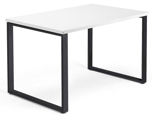 Kancelársky pracovný stôl QBUS, O-rám, 1200x800 mm, biela/čierna
