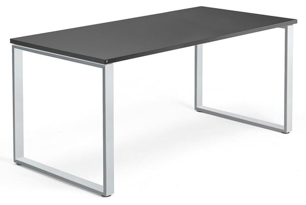 Kancelársky pracovný stôl QBUS, O-rám, 1600x800 mm, čierna/strieborná