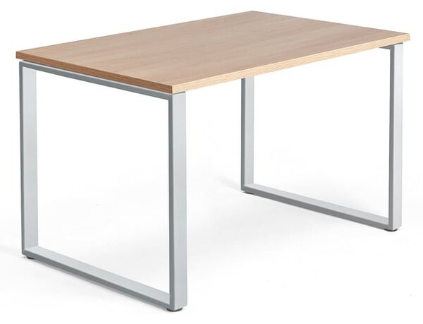 Kancelársky pracovný stôl QBUS, O-rám, 1200x800 mm, dub/strieborná