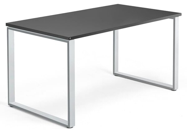 Kancelársky pracovný stôl QBUS, O-rám, 1400x800 mm, čierna/strieborná