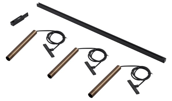 Moderný koľajnicový systém s 3 závesnými svetlami bronzový 1-fázový - Slimline Keno