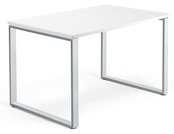 Kancelársky pracovný stôl QBUS, O-rám, 1200x800 mm, biela/strieborná