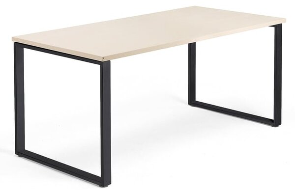 Kancelársky pracovný stôl QBUS, O-rám, 1600x800 mm, breza/čierna