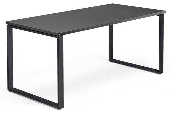 Kancelársky pracovný stôl QBUS, O-rám, 1600x800 mm, čierna/čierna