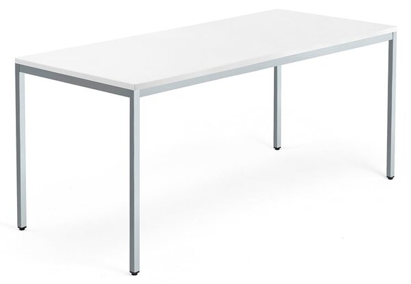 Kancelársky pracovný stôl QBUS, 1800x800 mm, biela/strieborná