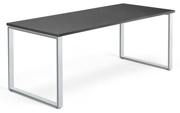 Kancelársky pracovný stôl QBUS, O-rám, 1800x800 mm, čierna/strieborná