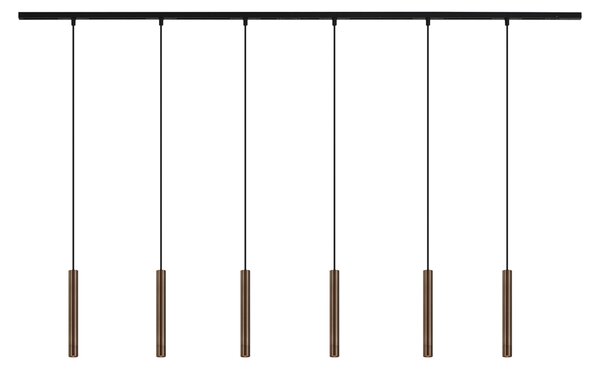 Moderný koľajnicový systém s 6 závesnými svetlami bronzový 1-fázový - Slimline Keno
