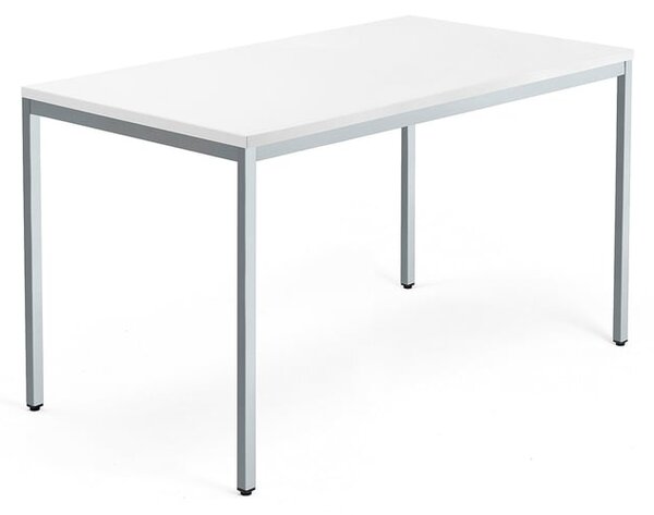 Kancelársky pracovný stôl QBUS, 1400x800 mm, biela/strieborná