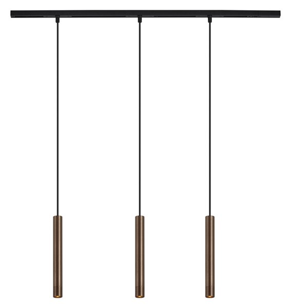 Moderný koľajnicový systém s 3 závesnými svetlami bronzový 1-fázový - Slimline Keno