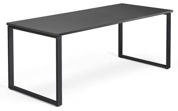 Kancelársky pracovný stôl QBUS, O-rám, 1800x800 mm, čierna/čierna