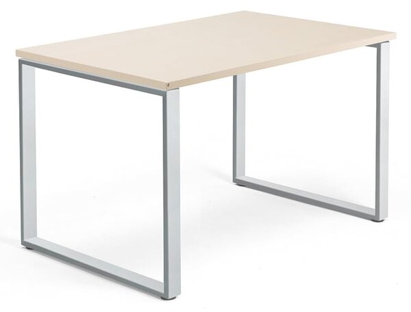 Kancelársky pracovný stôl QBUS, O-rám, 1200x800 mm, breza/strieborná